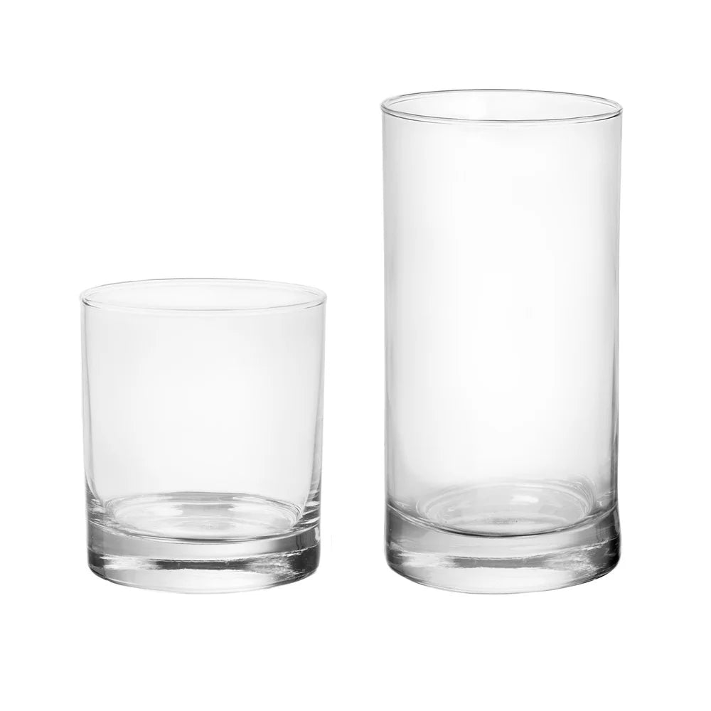 12 Pieces Clear Drinkware Set Cooler Tennyson Includes 6 Cooler Glasses and 6 Rock Glasses Versatile Home Bar Kitchen Use