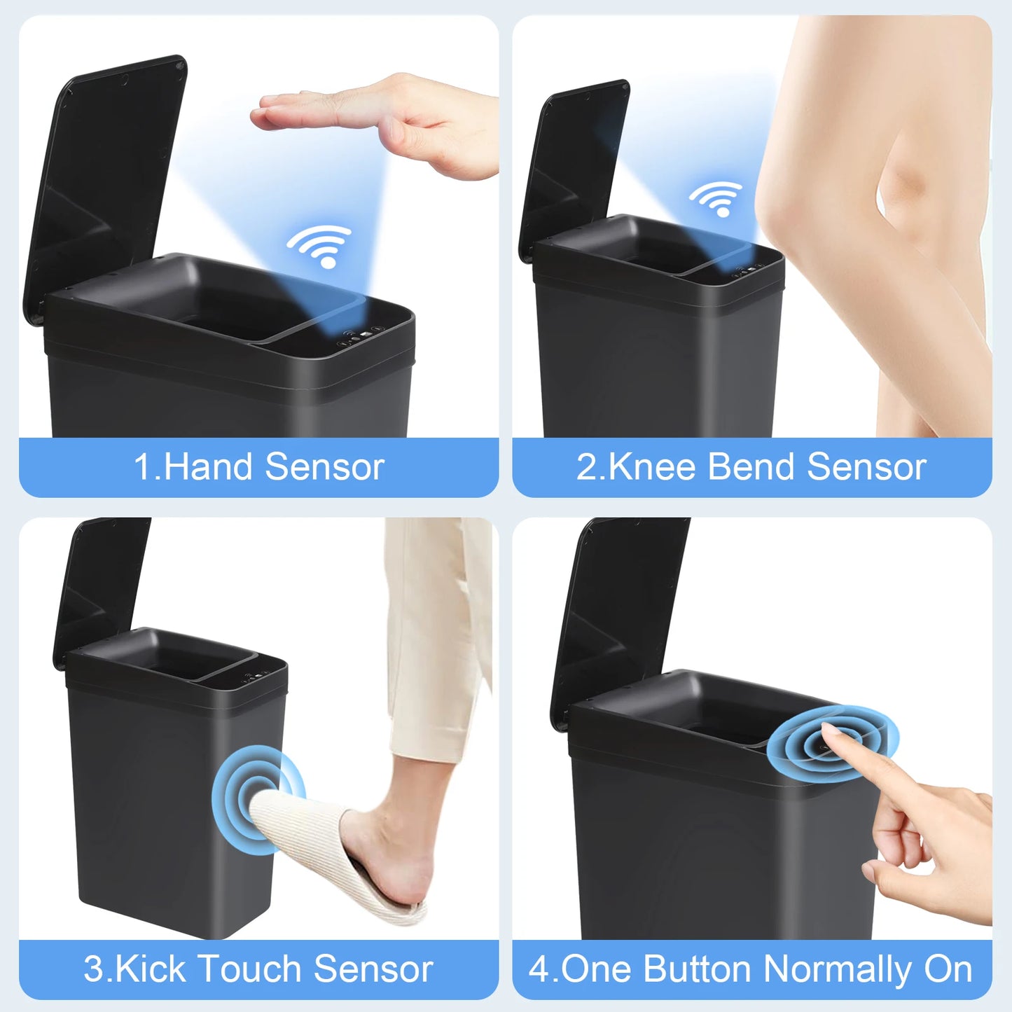 NONECN 2 Pack Automatic Touchless Trash Cans With Motion Sensor