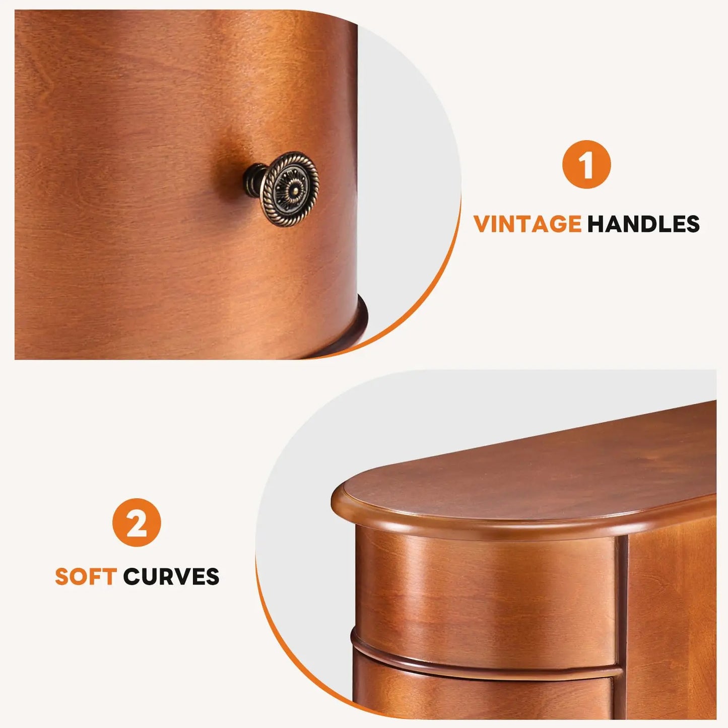 JHK Wood Side End Table With Two Drawers Living Room