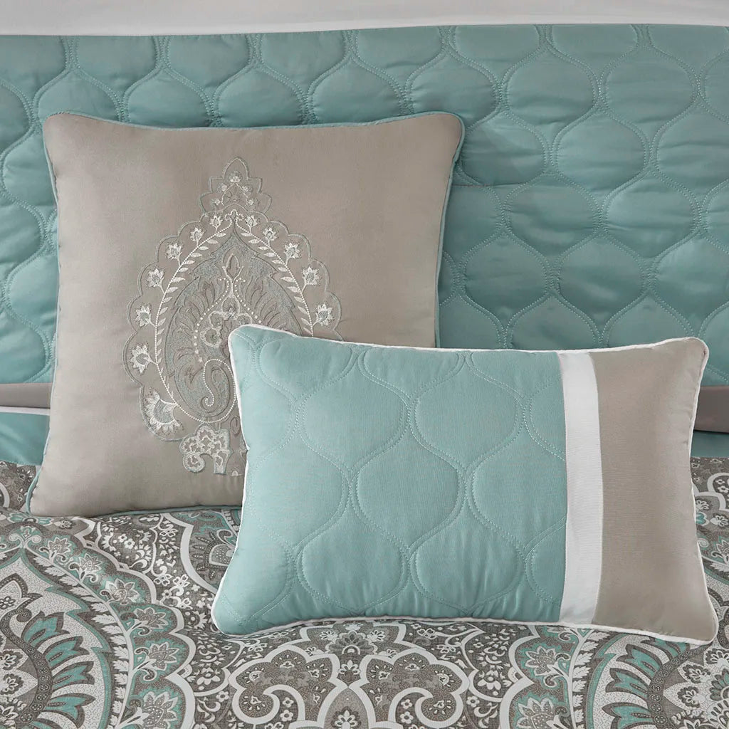 Queen 8 Piece Comforter Set (Seafoam + Polyester + Queen)