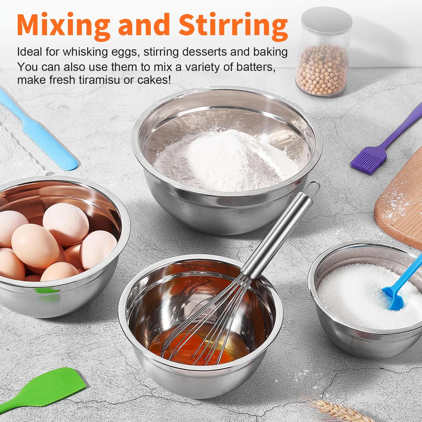 Noned Stainless Steel Mixing Bowl Set for Kitchen Essentials