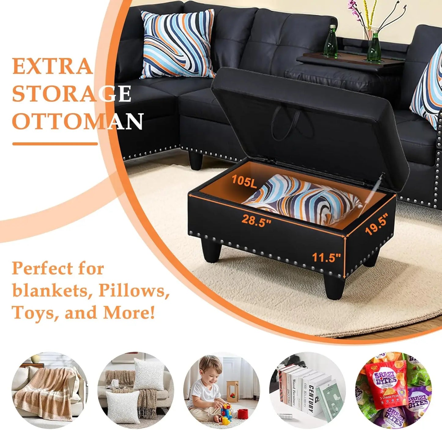 XMSJ L Shaped Sectional Sofa Couch Modern Living Room Set