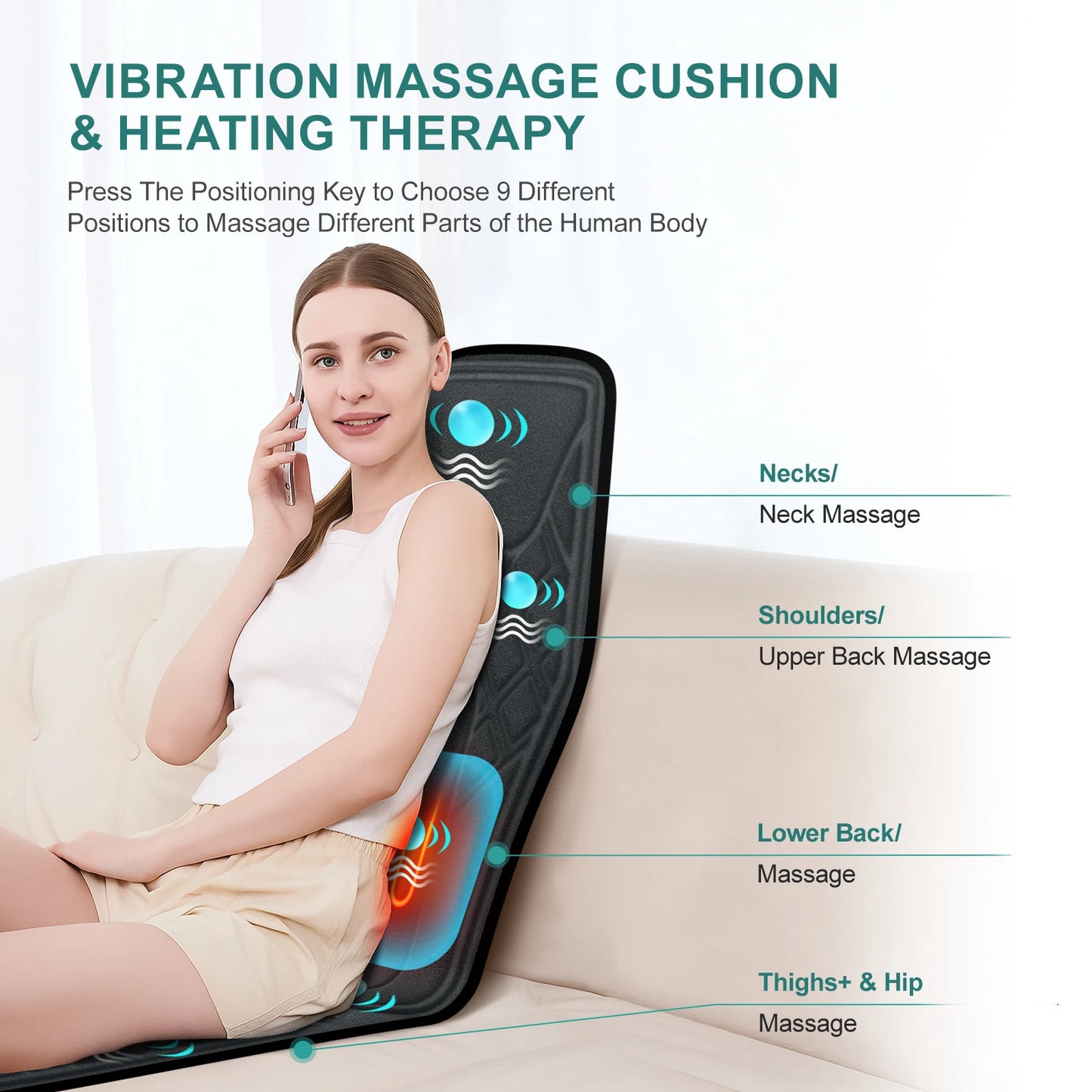 Massage Seat Cushion With Heating, Full Body Vibration, Massage Chair Cushion For Men Women, Use at Home Office, Christmas Gifts