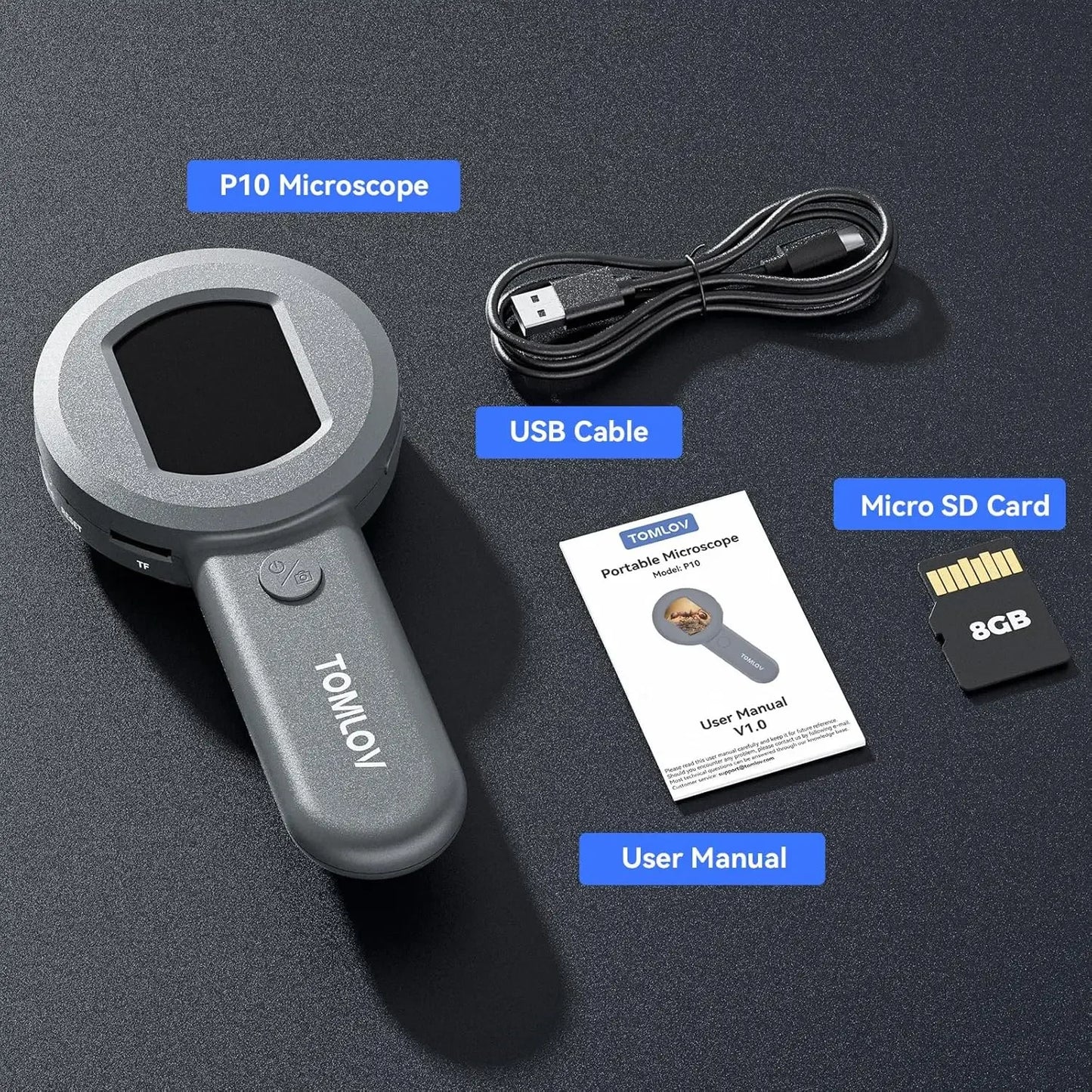 TOMLOV P10 Handheld Microscope Coin Loupe With Light