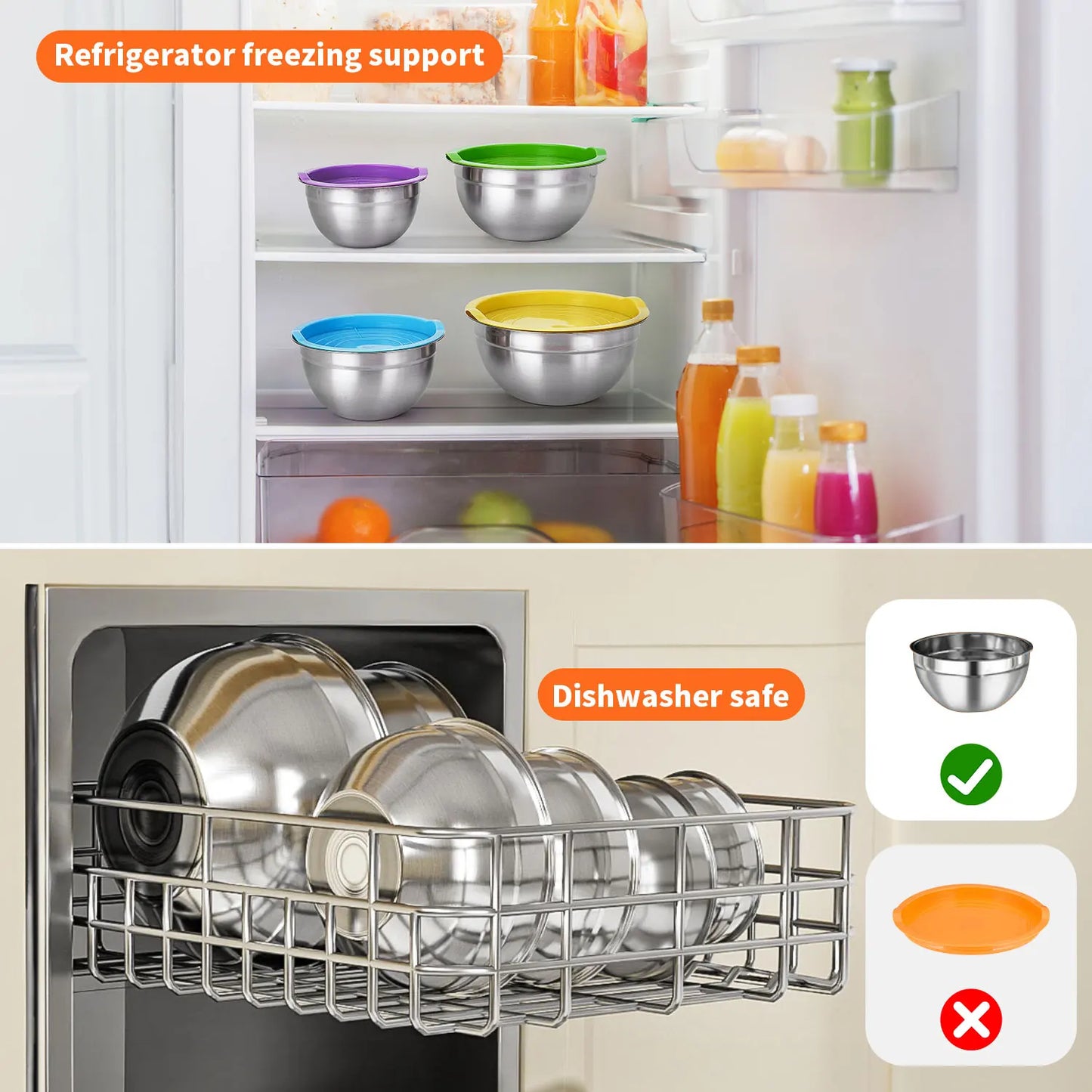 Noned Stainless Steel Mixing Bowl Set for Kitchen Essentials