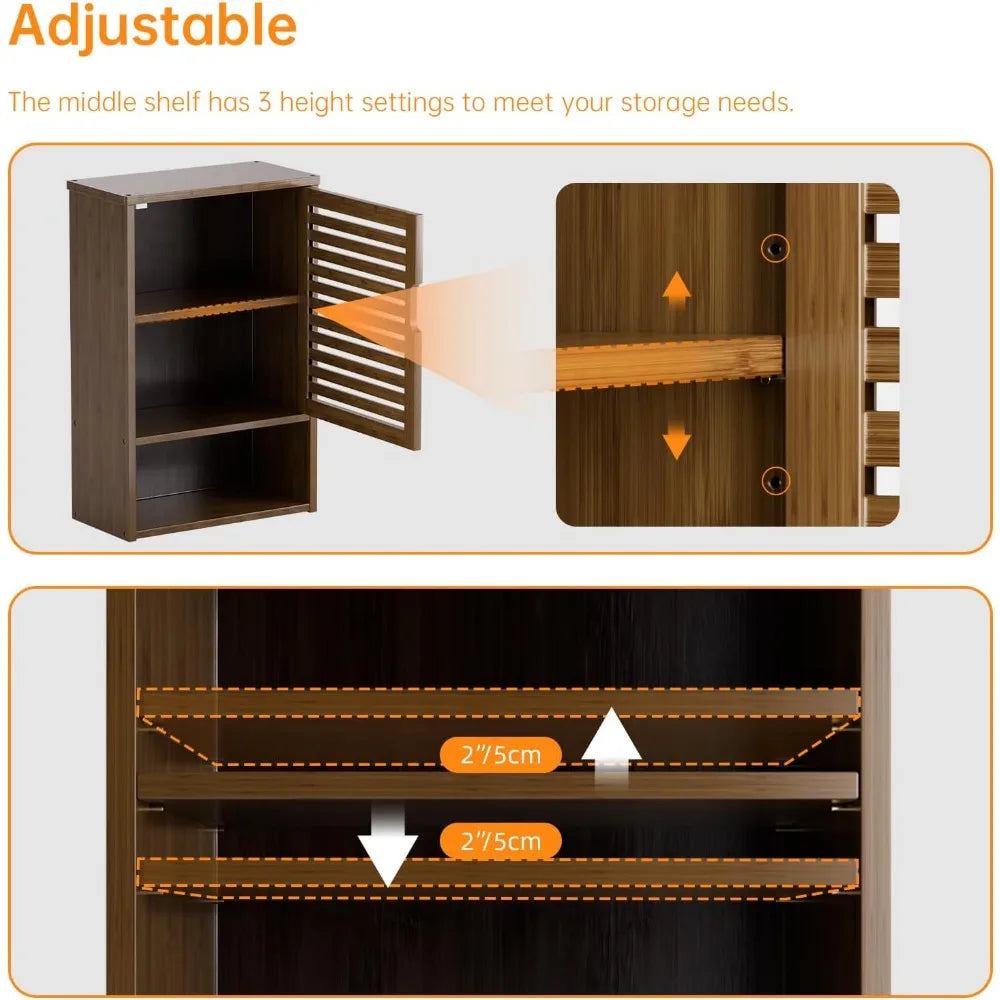 Medicine Cabinet Wall Hanging With Adjustable Shelf Over Toilet