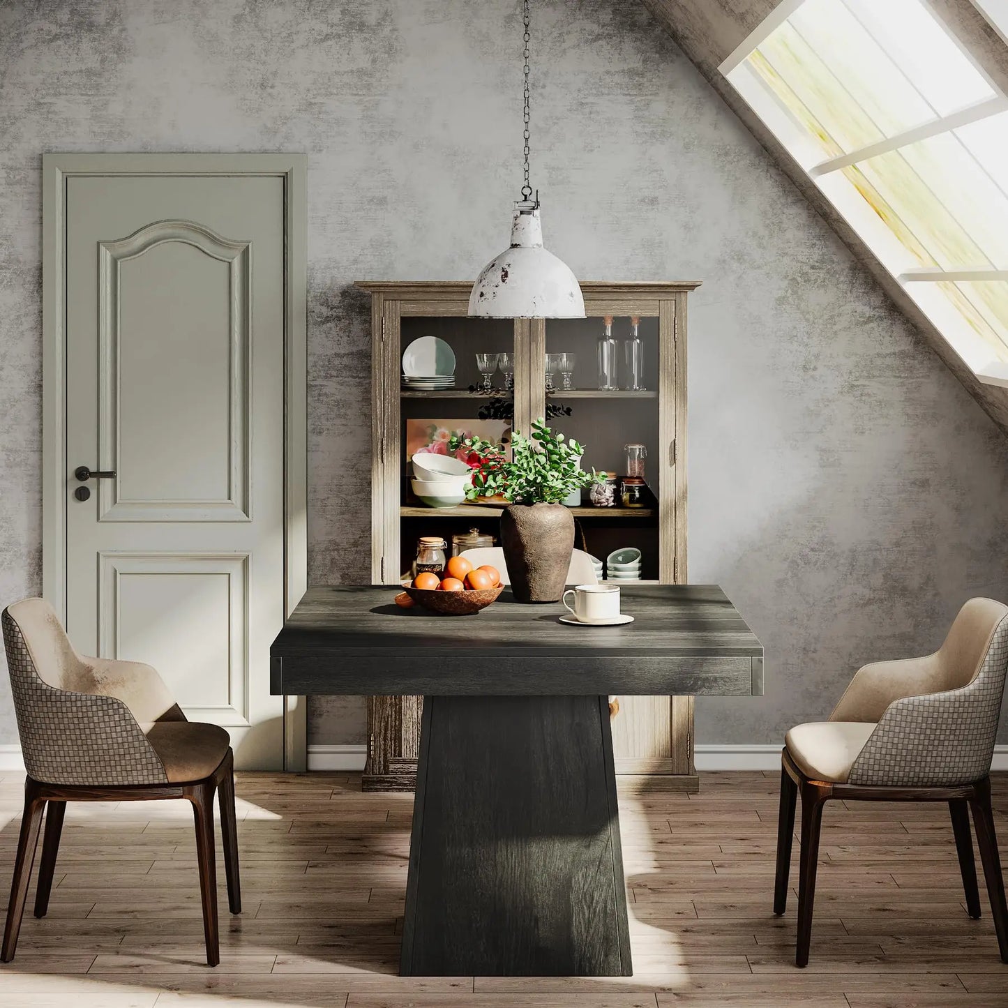 Tribesigns Square Dining Table With Sturdy Pedestal Base Farmhouse Style