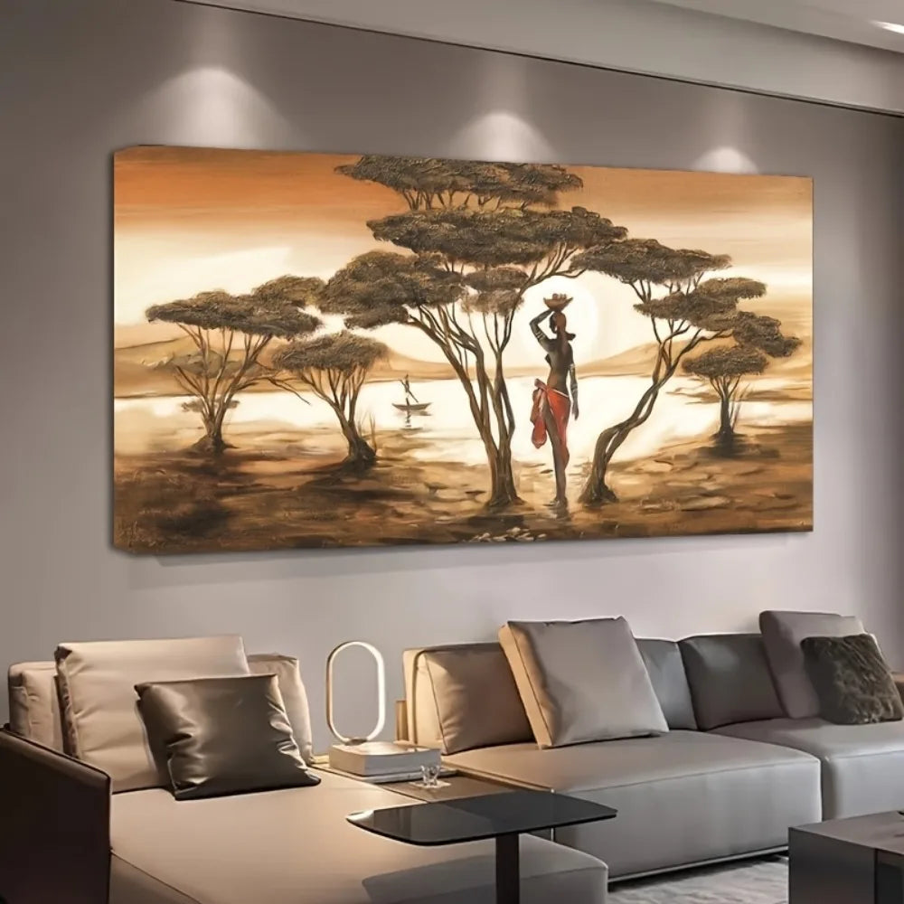 African Sunset Abstract Canvas Wall Art Modern Decorative Poster