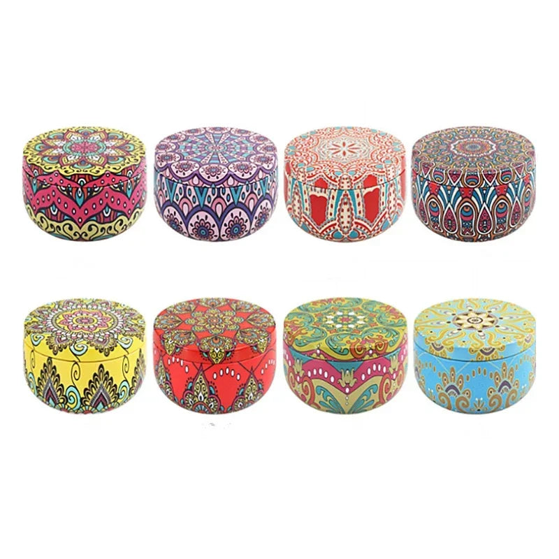 Scented Soy Wax Candle With Dried Flowers In Iron Jar