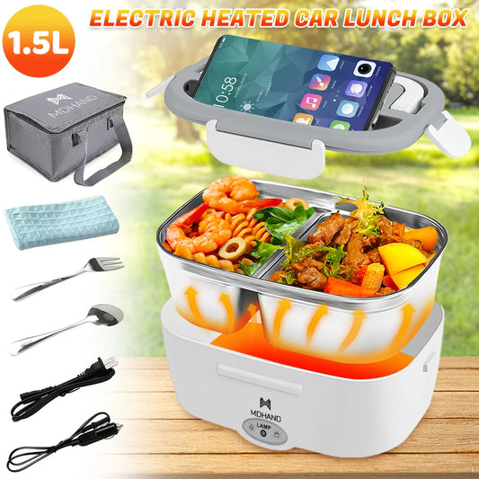 MDHAND 3 In 1 Electric Lunch Box Food Warmer 65W Leakproof 1.5L