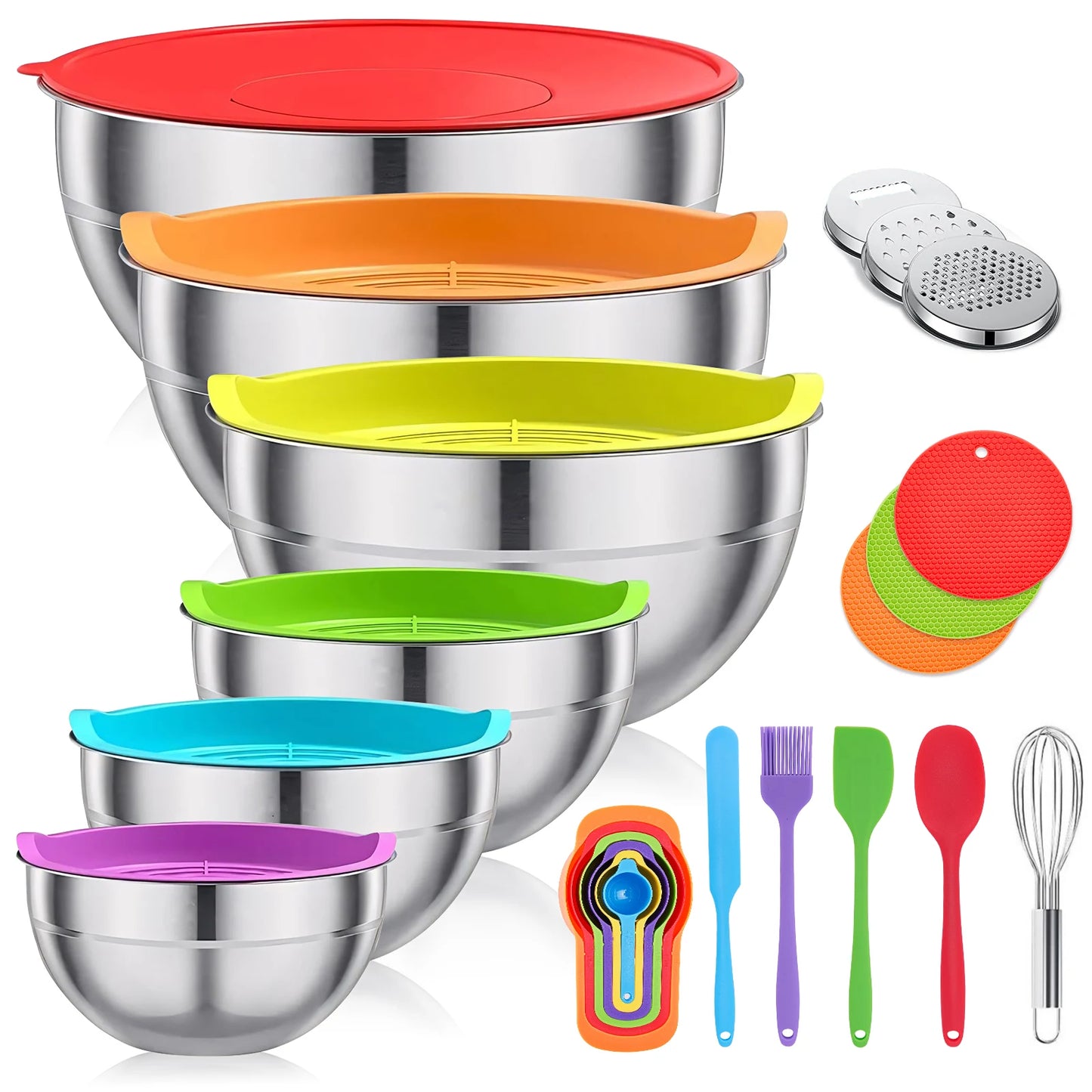 NONEDinnerware Stainless Steel Mixing Bowls Set Non Slip