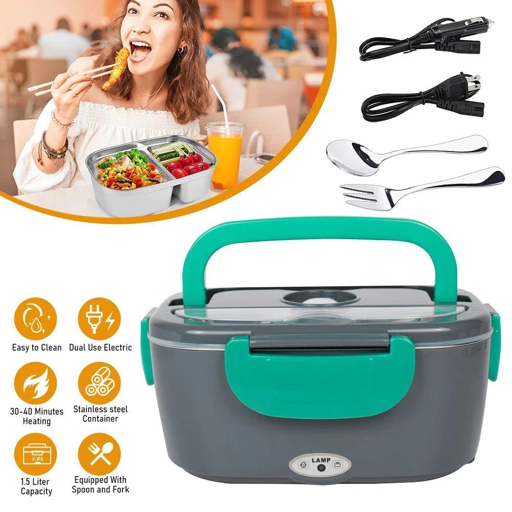 MDHAND 3 In 1 Electric Lunch Box Food Warmer 65W Leakproof 1.5L