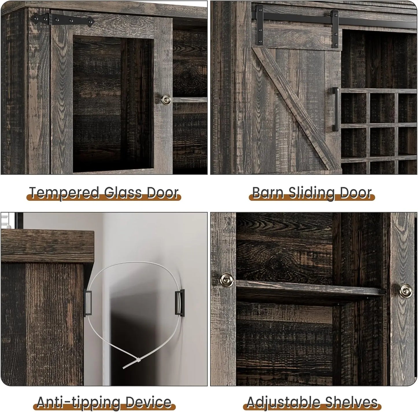 71" Coffee Bar Cabinet with Power Outlet & LED Light,Tall Kitchen Bar Cabinets with Storage Drawers & Wine Dispaly Rack