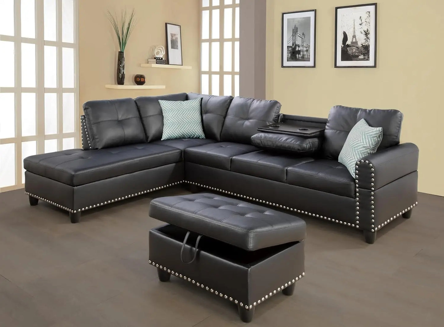 XMSJ L Shaped Sectional Sofa Couch Modern Living Room Set