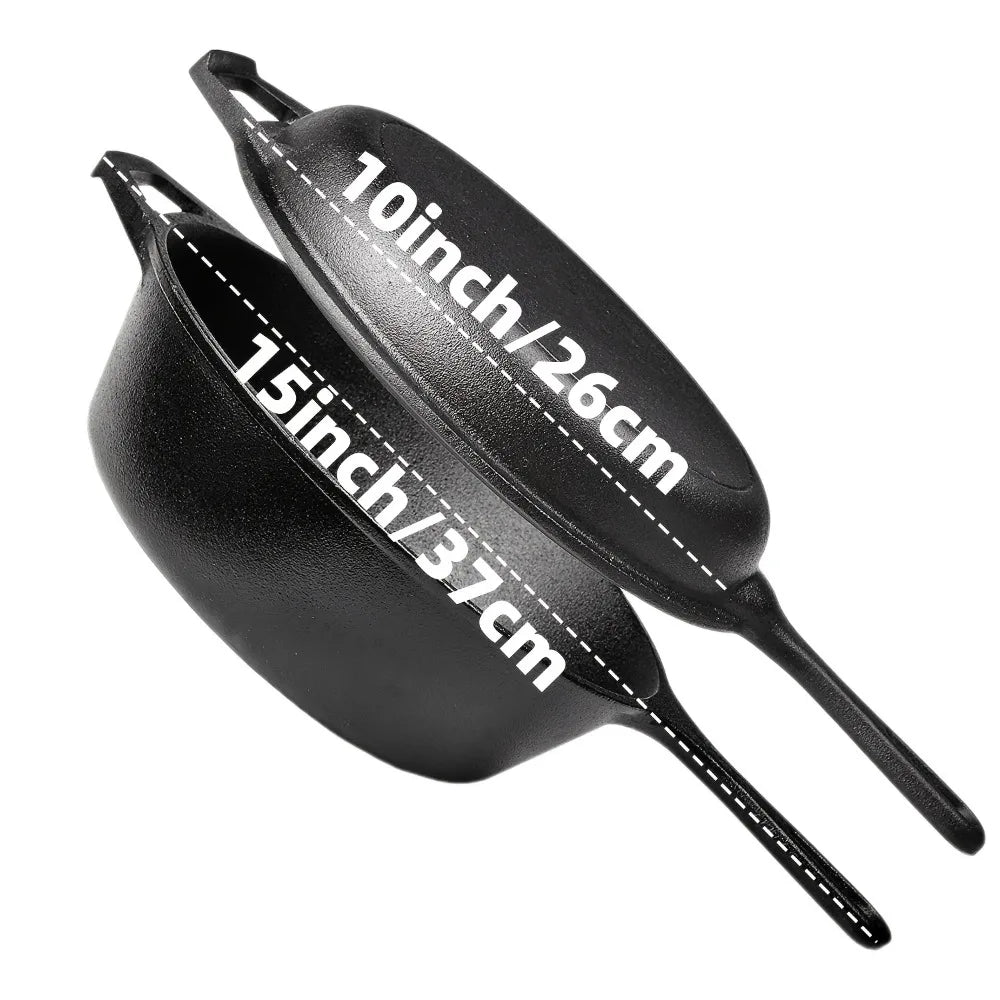 3PCS Cast Iron Skillet Set (6/8/10 Inch), Pre-Seasoned Heavy-Duty Pans for Oven, Grill & Campfire, Non-Stick Even Heat