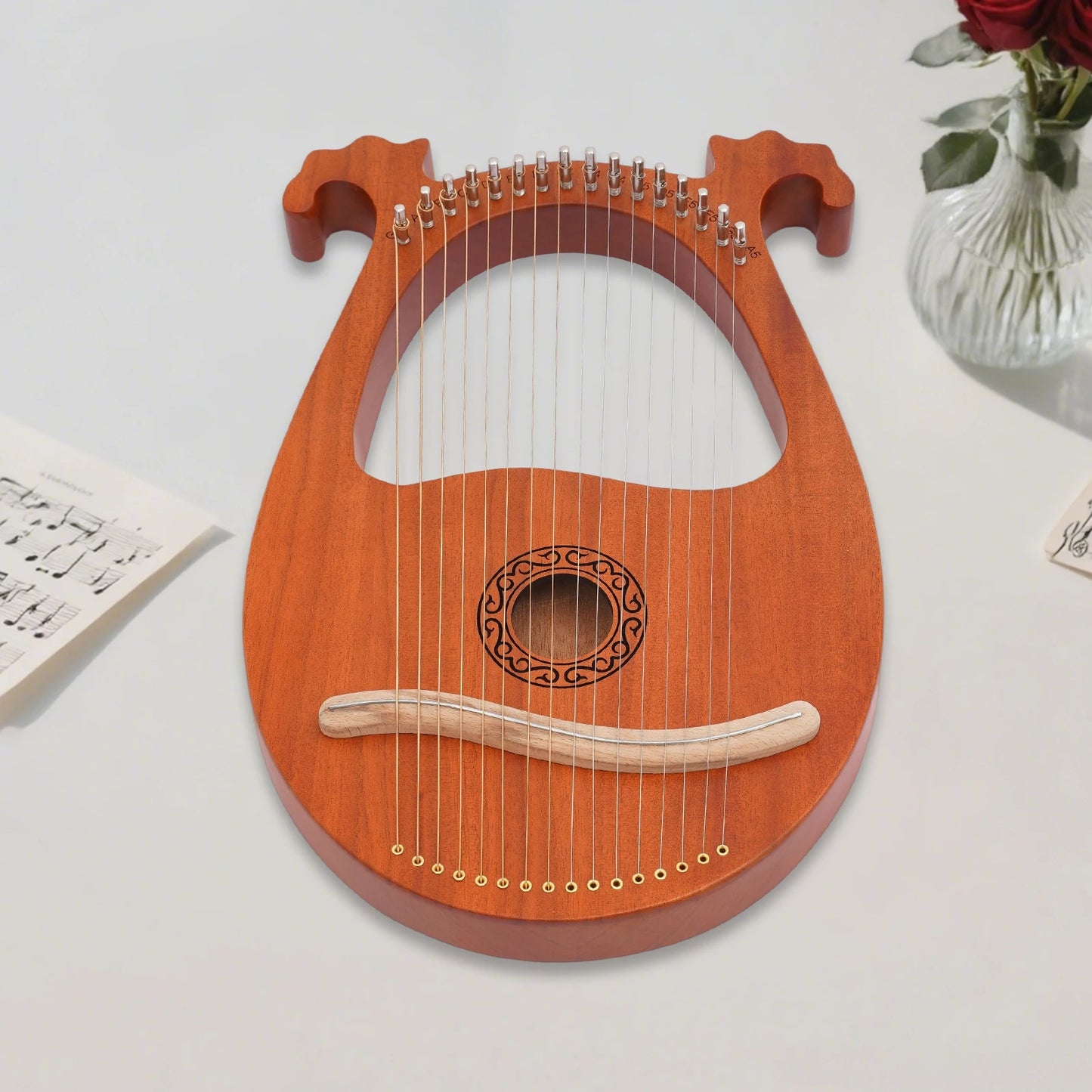 Wooden Lyre Harp for Beginners Professionals Portable String Instrument