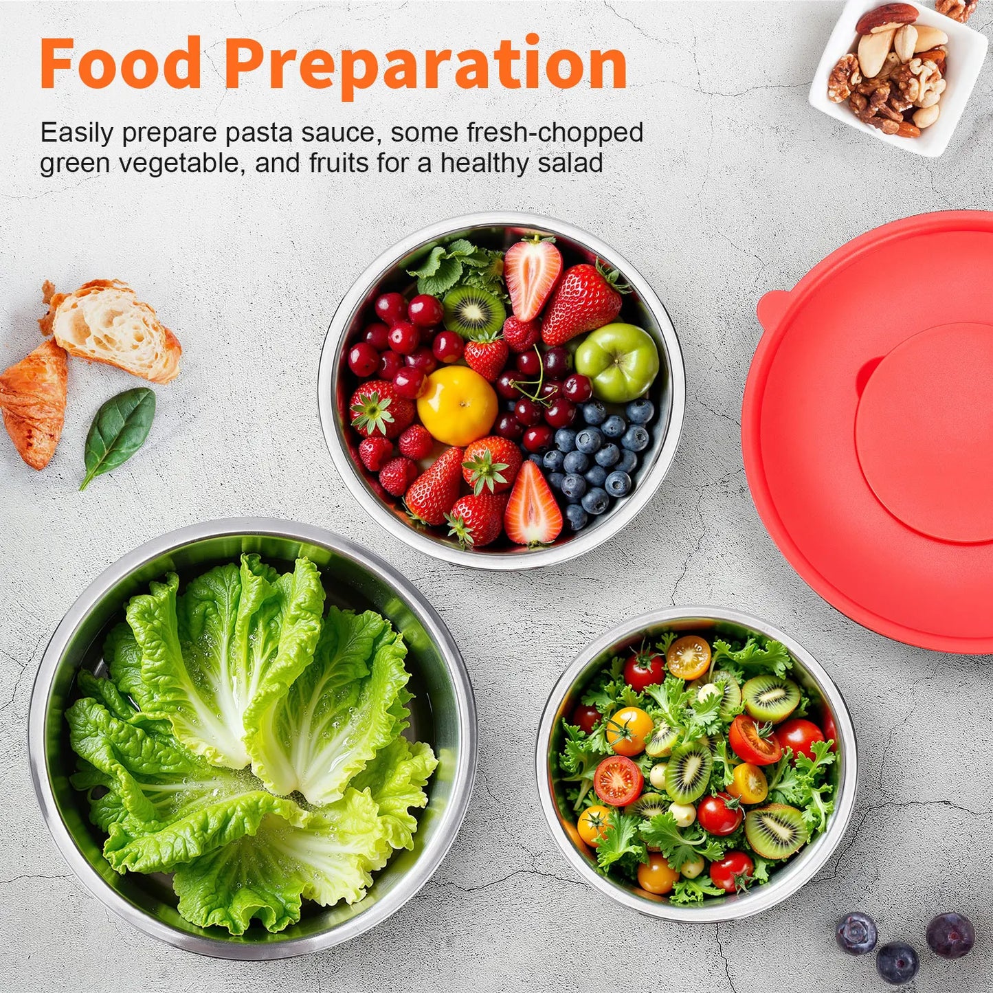 Noned Stainless Steel Mixing Bowl Set for Kitchen Essentials