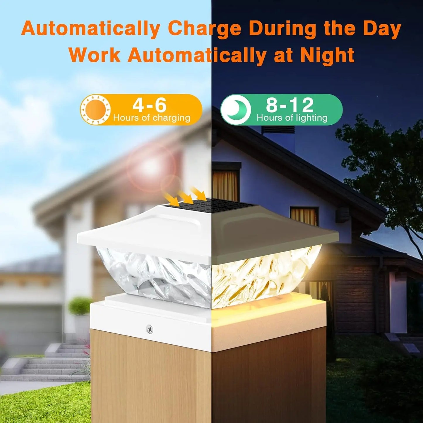 KPSTEK Solar Post Lights Two Mode Brightness For Posts
