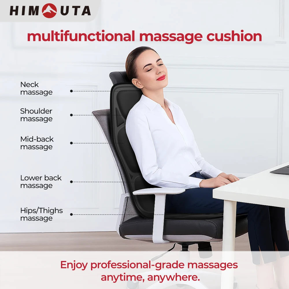 Electric Back Massager Full-Body Massage Chair Cushion Heated Vibrator Car Home Office Relaxation Lumbar Neck Mattress Chair Mat