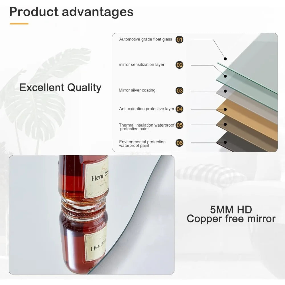 Irregular Wave Mirror With Wooden Frame For Wall Or Leaning