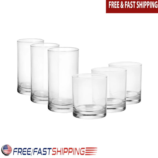 12 Pieces Clear Drinkware Set Cooler Tennyson Includes 6 Cooler Glasses and 6 Rock Glasses Versatile Home Bar Kitchen Use