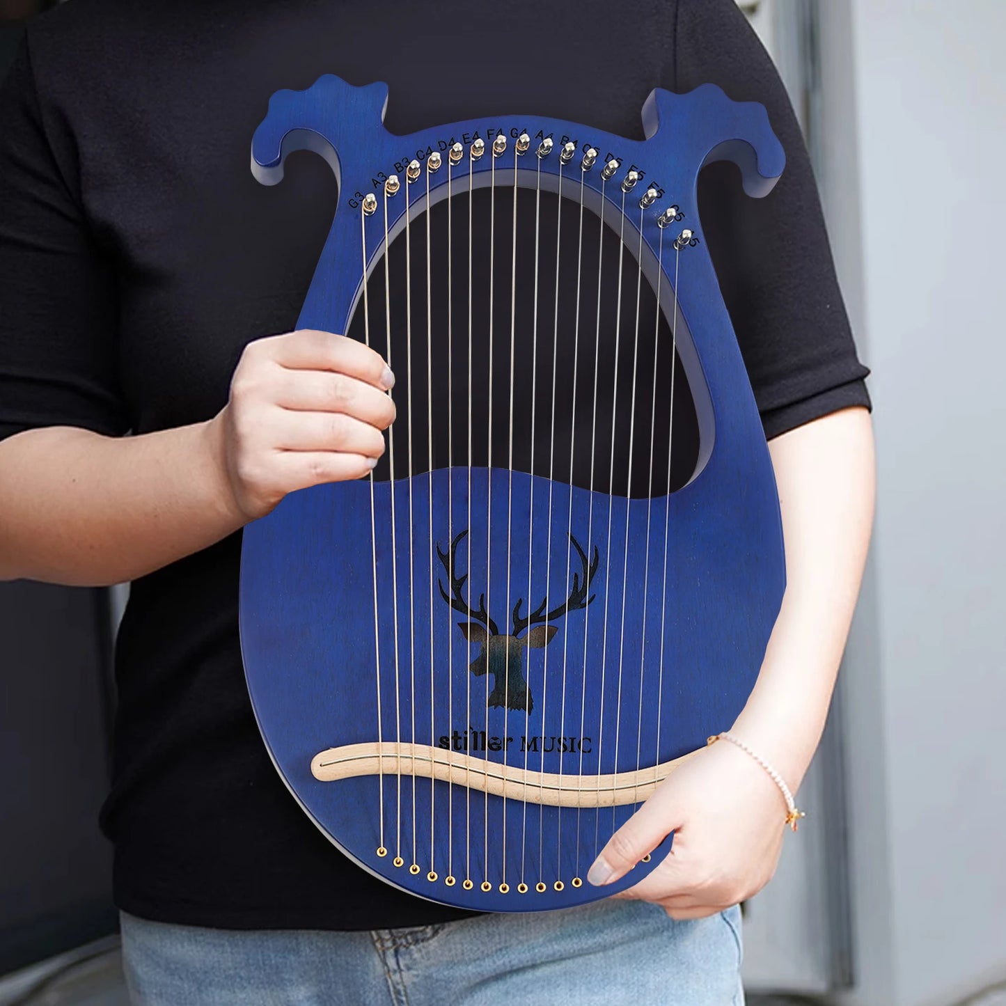 Wooden Lyre Harp for Beginners Professionals Portable String Instrument