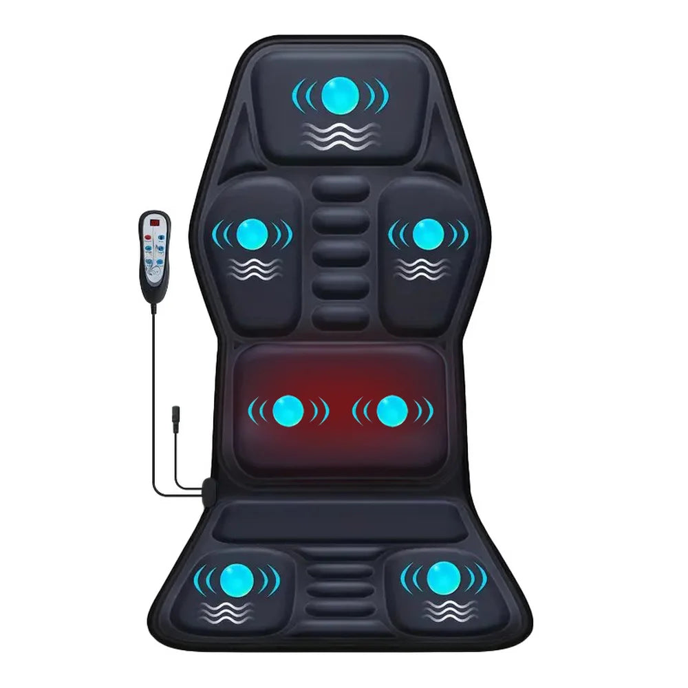 Electric Back Massager Full-Body Massage Chair Cushion Heated Vibrator Car Home Office Relaxation Lumbar Neck Mattress Chair Mat