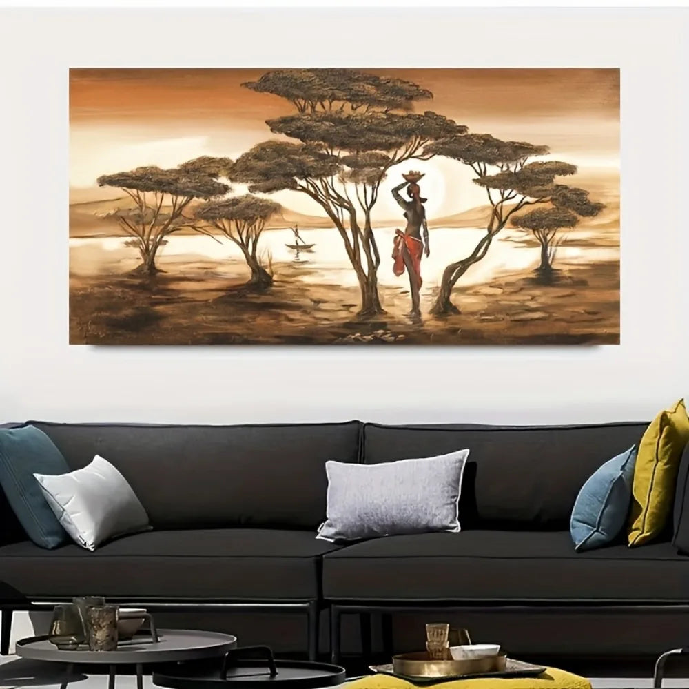 African Sunset Abstract Canvas Wall Art Modern Decorative Poster