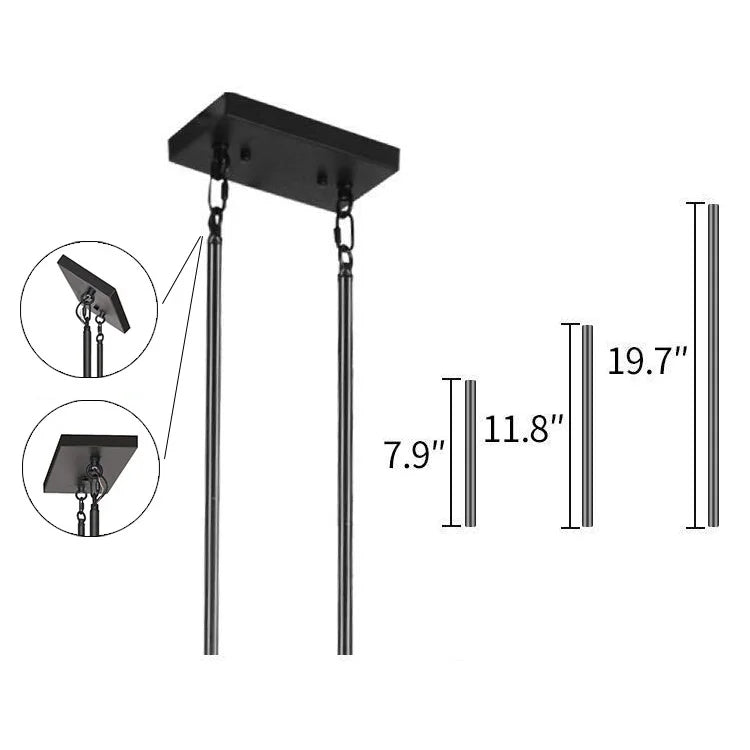 Farmhouse Chandeliers for Dining Room, 5-Light Rustic Kitchen Island Lighting, Adjustable Height Pendant Light Oak (No Bulbs)