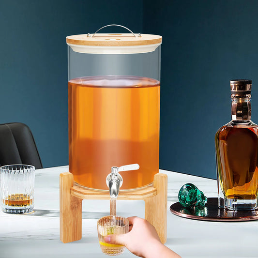 7.5L Glass Beverage Dispenser with Stand & Spigot | Hot & Cold Drink Dispenser Jar | 2-Gallon Lemonade Iced Tea Water Dispenser