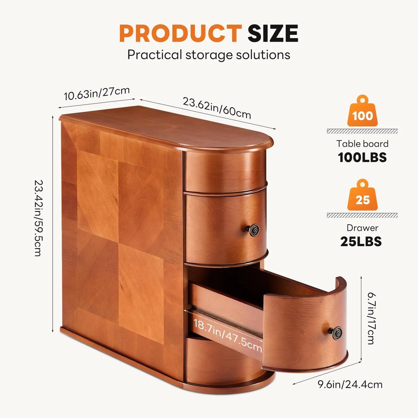 JHK Wood Side End Table With Two Drawers Living Room