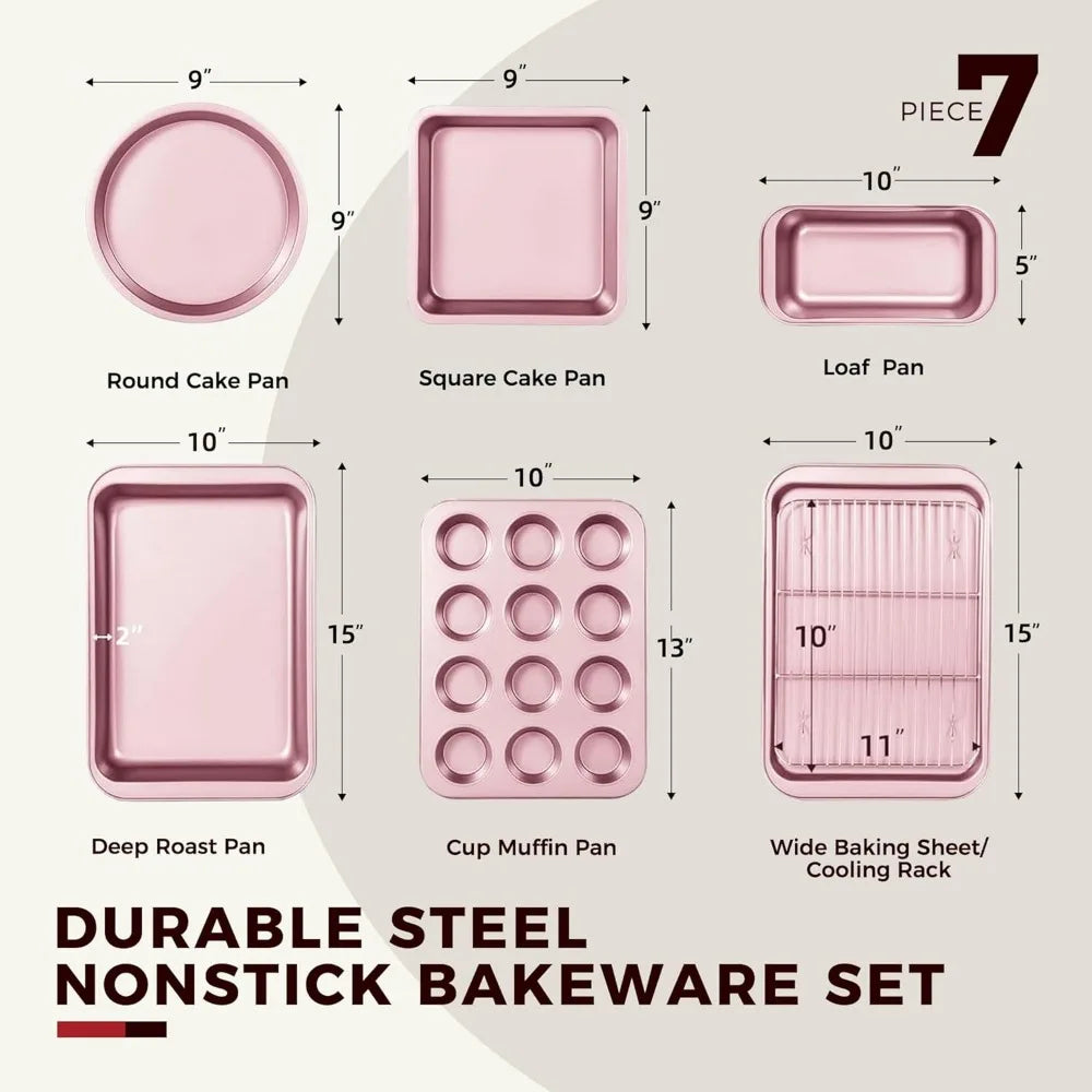 7-Piece Nonstick Bakeware Set With Round And Square Pans