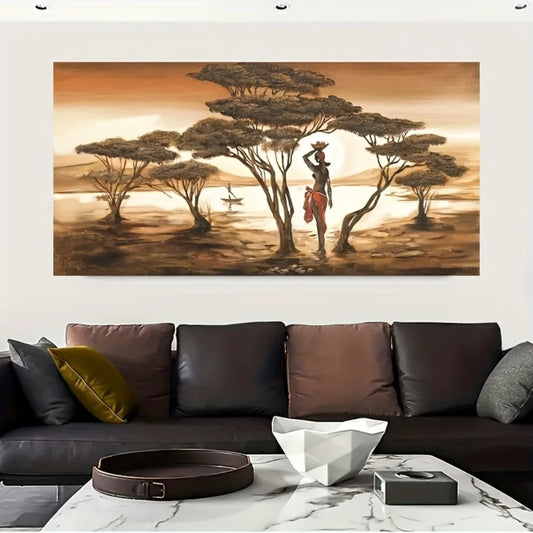 African Sunset Abstract Canvas Wall Art Modern Decorative Poster