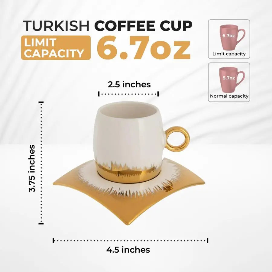 Coffee Cup Set of 6 with Saucers amp Tray Luxury Arabic Greek Japanese Marble Ceramic Tea Cups for Espresso Cappuccino Latte Moc