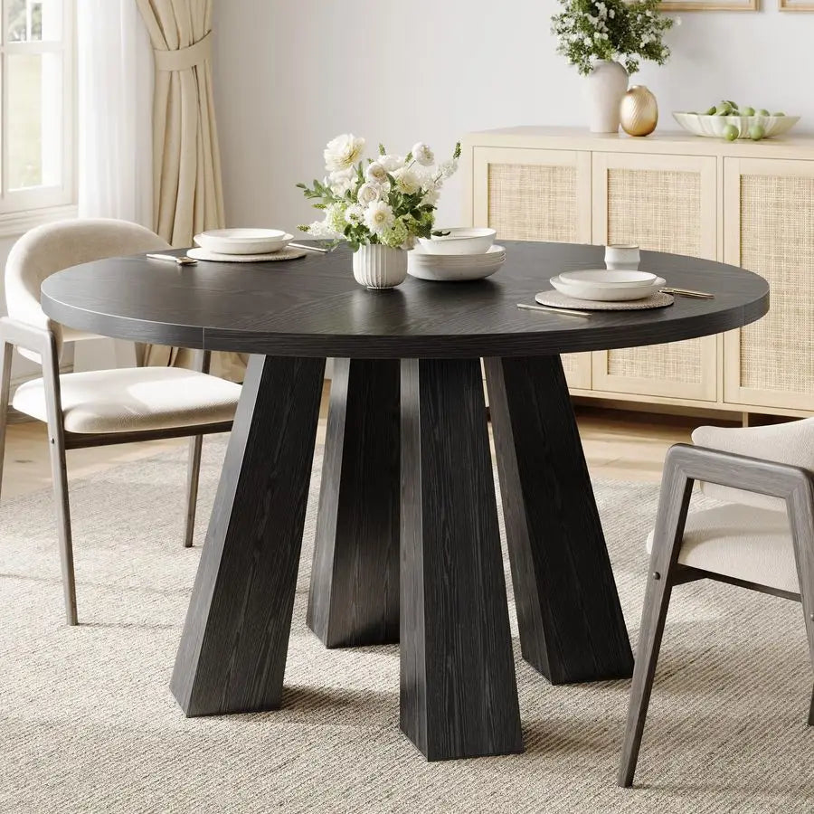 XMSJ Round Dining Table Farmhouse Kitchen For Dining Room