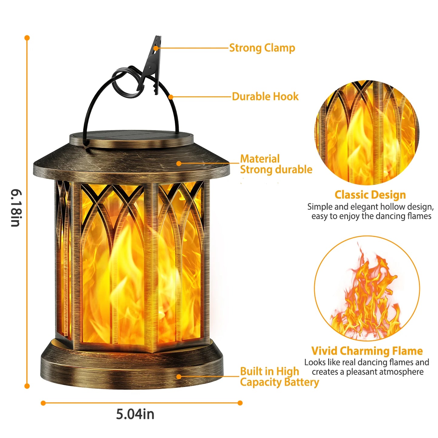 KPSTEK Flickering Flame Solar Lanterns Outdoor Lights 2 Pack