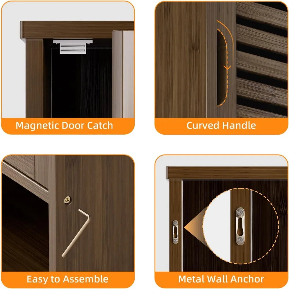 Medicine Cabinet Wall Hanging With Adjustable Shelf Over Toilet