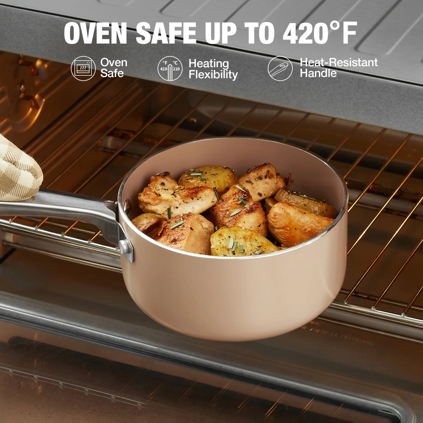 Nonstick Saucepan Set With Lids Ceramic Coating Oven Safe