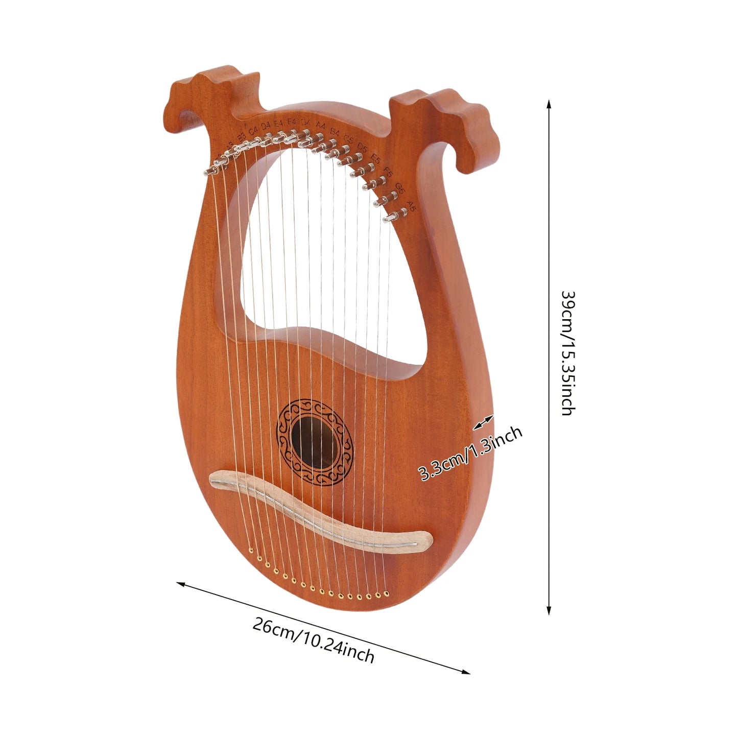 Wooden Lyre Harp for Beginners Professionals Portable String Instrument