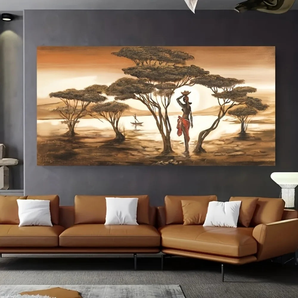 African Sunset Abstract Canvas Wall Art Modern Decorative Poster