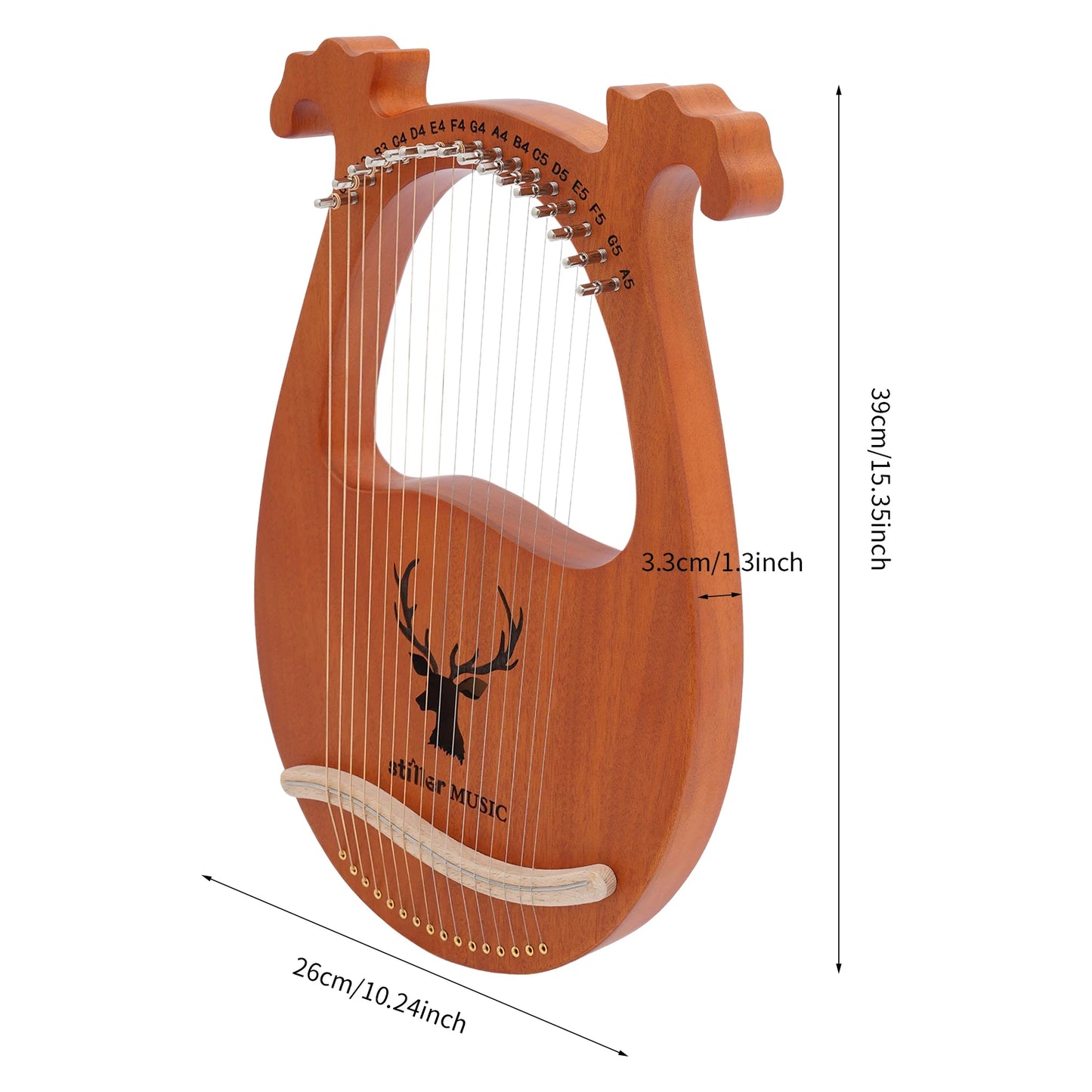 Wooden Lyre Harp for Beginners Professionals Portable String Instrument