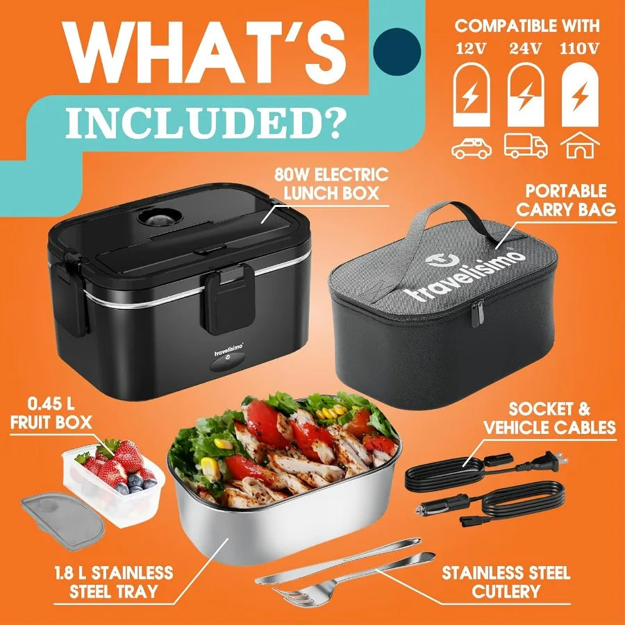 Portable Electric Lunch Box For Adults 80W Warmer And Heater