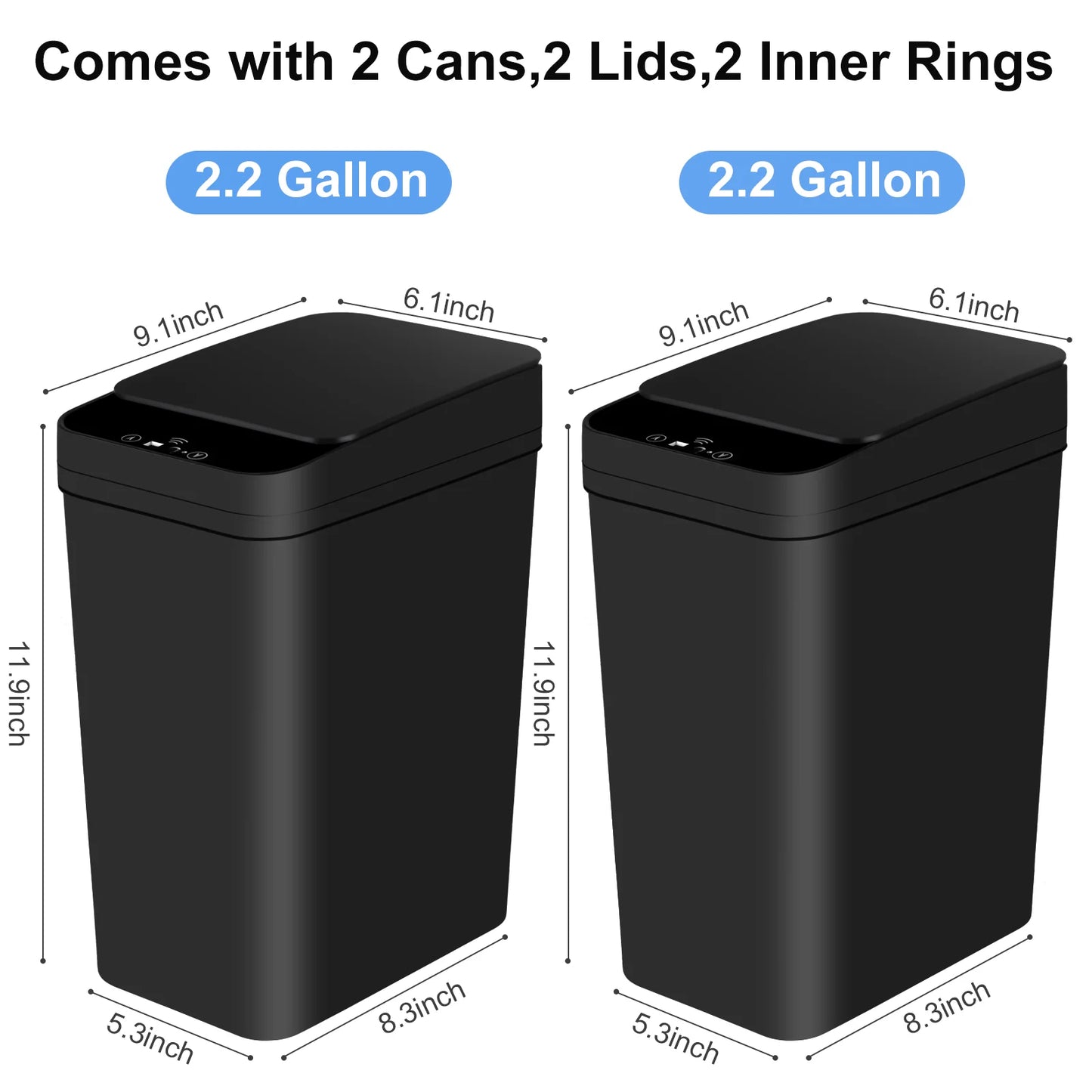 NONECN 2 Pack Automatic Touchless Trash Cans With Motion Sensor